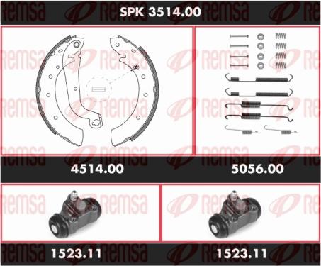 Remsa SPK 3514.00 - Комплект тормозных колодок, барабанные autospares.lv