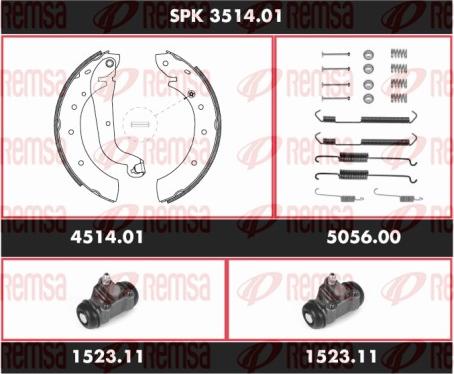 Remsa SPK 3514.01 - Комплект тормозных колодок, барабанные autospares.lv