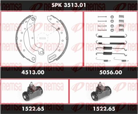 Remsa SPK 3513.01 - Комплект тормозных колодок, барабанные autospares.lv