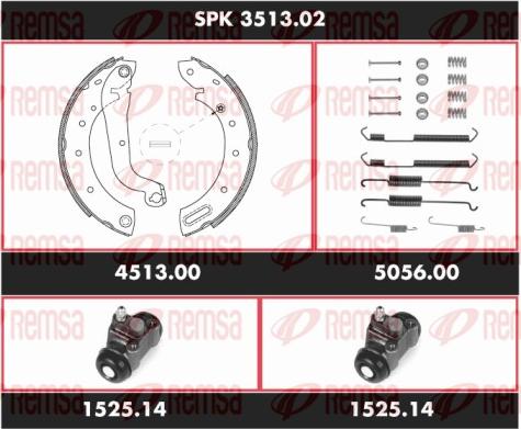 Remsa SPK 3513.02 - Комплект тормозных колодок, барабанные autospares.lv