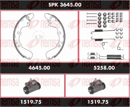 Remsa SPK 3645.00 - Комплект тормозных колодок, барабанные autospares.lv