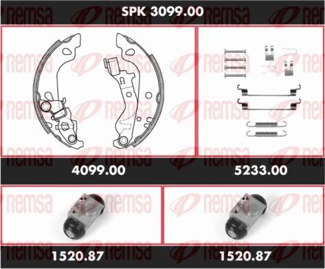 Remsa SPK 3099.00 - Комплект тормозных колодок, барабанные autospares.lv