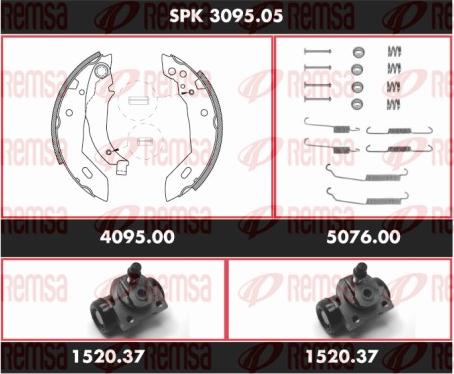 Remsa SPK 3095.05 - Комплект тормозных колодок, барабанные autospares.lv