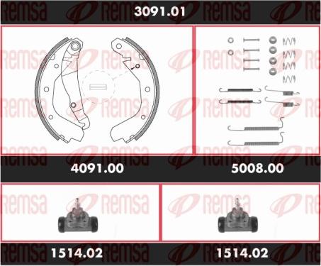 Remsa SPK 3091.01 - Комплект тормозных колодок, барабанные autospares.lv