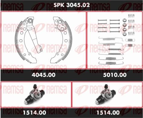 Remsa SPK 3045.02 - Комплект тормозных колодок, барабанные autospares.lv