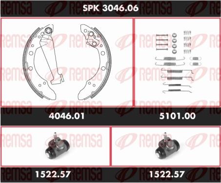 Remsa SPK 3046.06 - Комплект тормозных колодок, барабанные autospares.lv