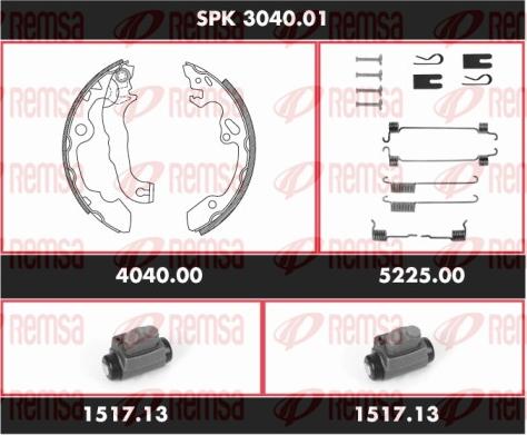 Remsa SPK 3040.01 - Комплект тормозных колодок, барабанные autospares.lv