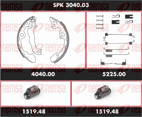 Remsa SPK 3040.03 - Комплект тормозных колодок, барабанные autospares.lv