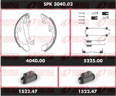 Remsa SPK 3040.02 - Комплект тормозных колодок, барабанные autospares.lv