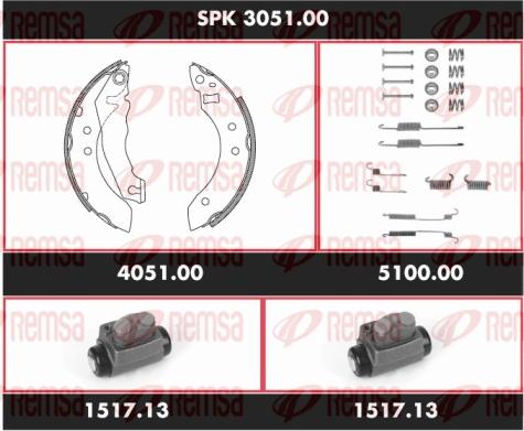 Remsa SPK 3051.00 - Комплект тормозных колодок, барабанные autospares.lv