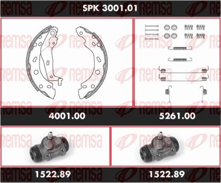 Remsa SPK 3001.01 - Комплект тормозных колодок, барабанные autospares.lv