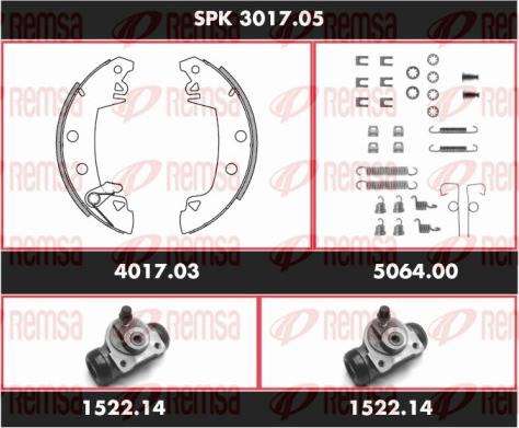 Remsa SPK 3017.05 - Комплект тормозных колодок, барабанные autospares.lv