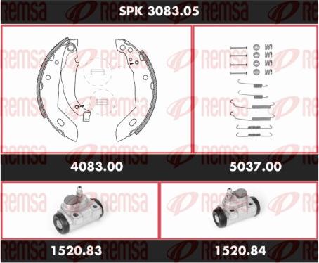 Remsa SPK 3083.05 - Комплект тормозных колодок, барабанные autospares.lv