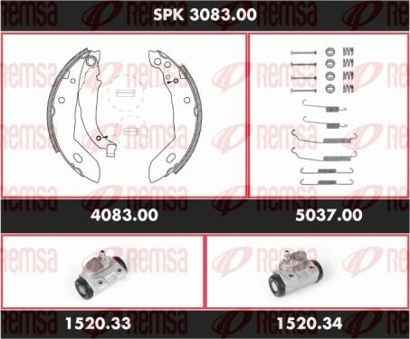 Remsa SPK 3083.00 - Комплект тормозных колодок, барабанные autospares.lv