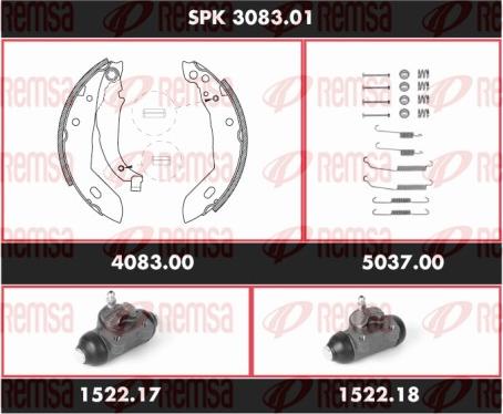 Remsa SPK 3083.01 - Комплект тормозных колодок, барабанные autospares.lv