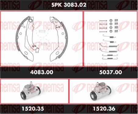 Remsa SPK 3083.02 - Комплект тормозных колодок, барабанные autospares.lv