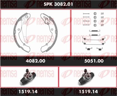 Remsa SPK 3082.01 - Комплект тормозных колодок, барабанные autospares.lv