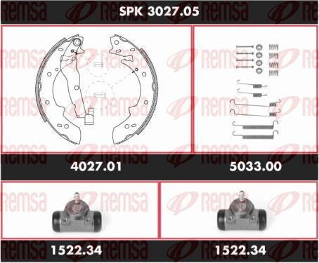 Remsa SPK 3027.05 - Комплект тормозных колодок, барабанные autospares.lv