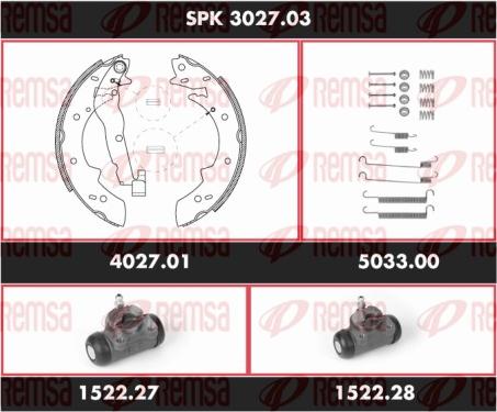 Remsa SPK 3027.03 - Комплект тормозных колодок, барабанные autospares.lv