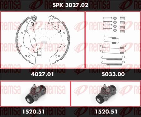 Remsa SPK 3027.02 - Комплект тормозных колодок, барабанные autospares.lv