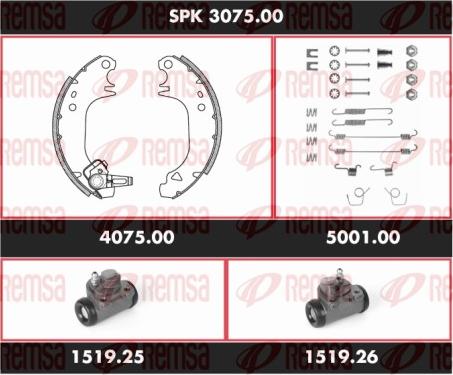 Remsa SPK 3075.00 - Комплект тормозных колодок, барабанные autospares.lv