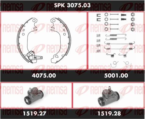 Remsa SPK 3075.03 - Комплект тормозных колодок, барабанные autospares.lv