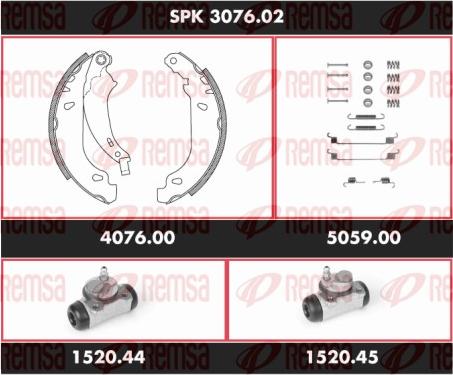 Remsa SPK 3076.02 - Комплект тормозных колодок, барабанные autospares.lv