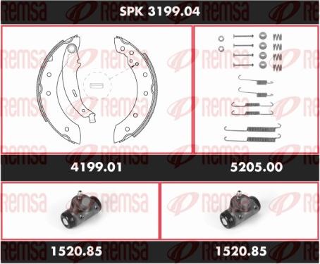 Remsa SPK 3199.04 - Комплект тормозных колодок, барабанные autospares.lv