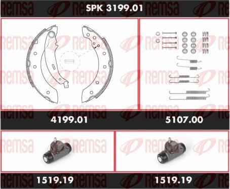 Remsa SPK 3199.01 - Комплект тормозных колодок, барабанные autospares.lv