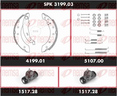 Remsa SPK 3199.03 - Комплект тормозных колодок, барабанные autospares.lv