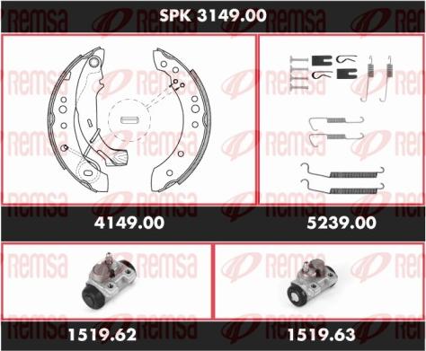 Remsa SPK 3149.00 - Комплект тормозных колодок, барабанные autospares.lv