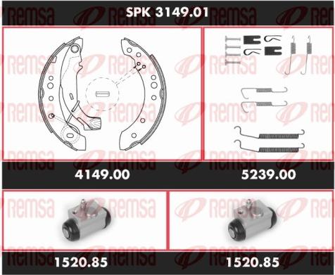 Remsa SPK 3149.01 - Комплект тормозных колодок, барабанные autospares.lv