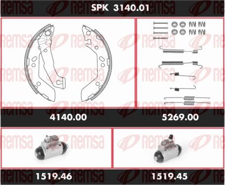 Remsa SPK 3140.01 - Комплект тормозных колодок, барабанные autospares.lv