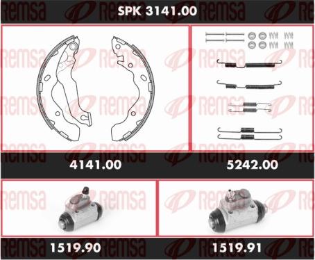 Remsa SPK 3141.00 - Комплект тормозных колодок, барабанные autospares.lv