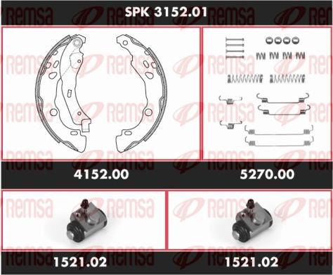 Remsa SPK 3152.01 - Комплект тормозных колодок, барабанные autospares.lv