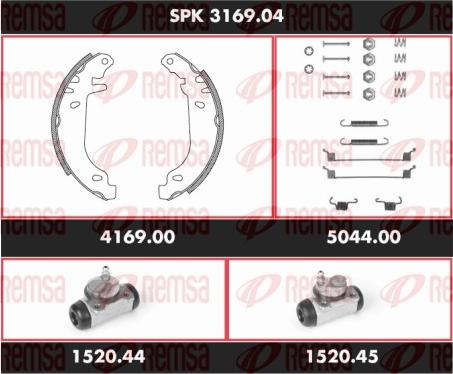 Remsa SPK 3169.04 - Комплект тормозных колодок, барабанные autospares.lv