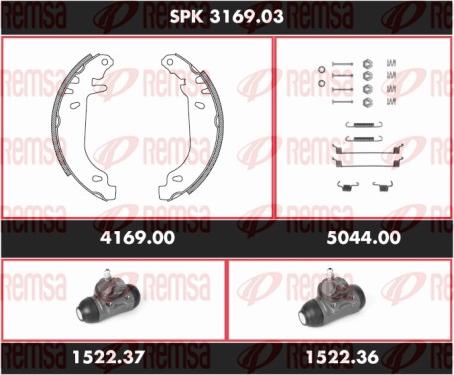 Remsa SPK 3169.03 - Комплект тормозных колодок, барабанные autospares.lv