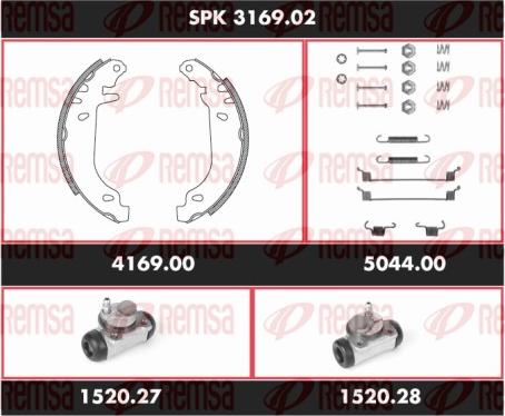 Remsa SPK 3169.02 - Комплект тормозных колодок, барабанные autospares.lv