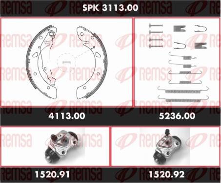 Remsa SPK 3113.00 - Комплект тормозных колодок, барабанные autospares.lv