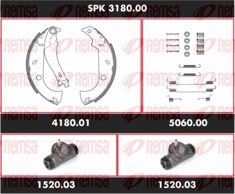 Remsa SPK 3180.00 - Комплект тормозных колодок, барабанные autospares.lv