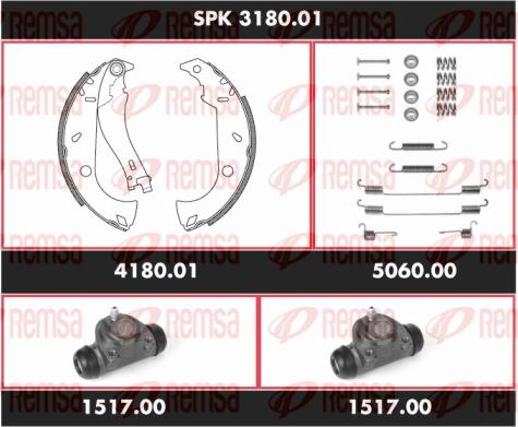 Remsa SPK 3180.01 - Комплект тормозных колодок, барабанные autospares.lv