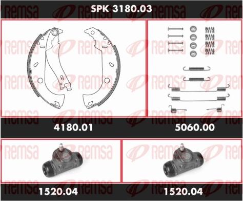 Remsa SPK 3180.03 - Комплект тормозных колодок, барабанные autospares.lv
