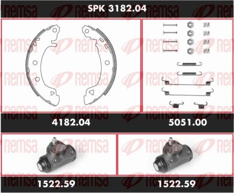 Remsa SPK 3182.04 - Комплект тормозных колодок, барабанные autospares.lv