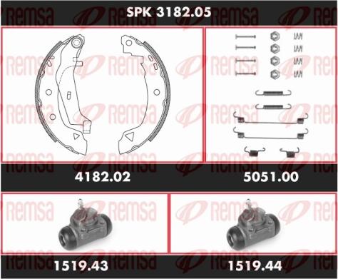 Remsa SPK 3182.05 - Комплект тормозных колодок, барабанные autospares.lv