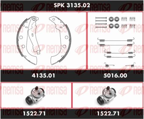 Remsa SPK 3135.02 - Комплект тормозных колодок, барабанные autospares.lv