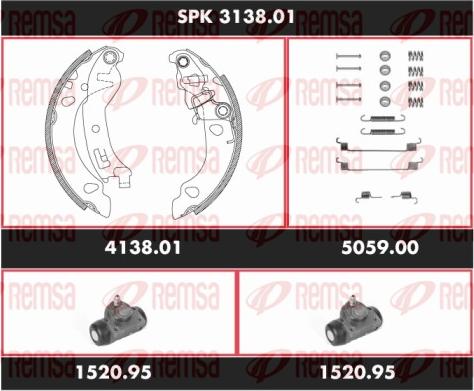 Remsa SPK 3138.01 - Комплект тормозных колодок, барабанные autospares.lv