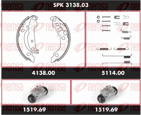 Remsa SPK 3138.03 - Комплект тормозных колодок, барабанные autospares.lv
