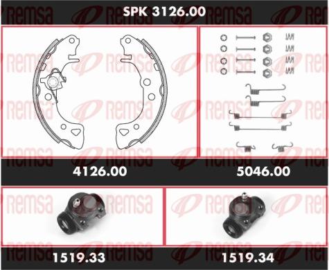 Remsa SPK 3126.00 - Комплект тормозных колодок, барабанные autospares.lv