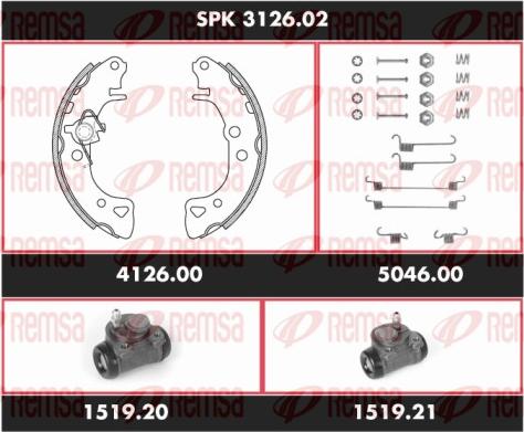 Remsa SPK 3126.02 - Комплект тормозных колодок, барабанные autospares.lv