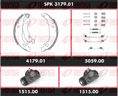 Remsa SPK 3179.01 - Комплект тормозных колодок, барабанные autospares.lv